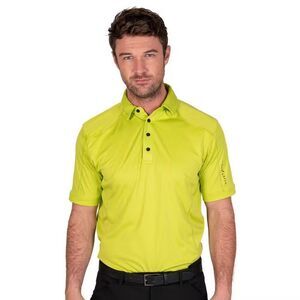 Island Green Mens Topstitched Golf Polo Shirt / Lime